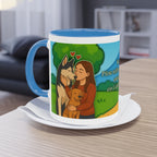 Mug – “Dog and Cat Love with Wife” in comic style, 325 ml