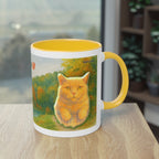 Mug – Red cat with trees and blue sky in watercolor style, 325 ml