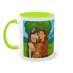 Mug – “Dog and Cat Love with Wife” in comic style, 325 ml