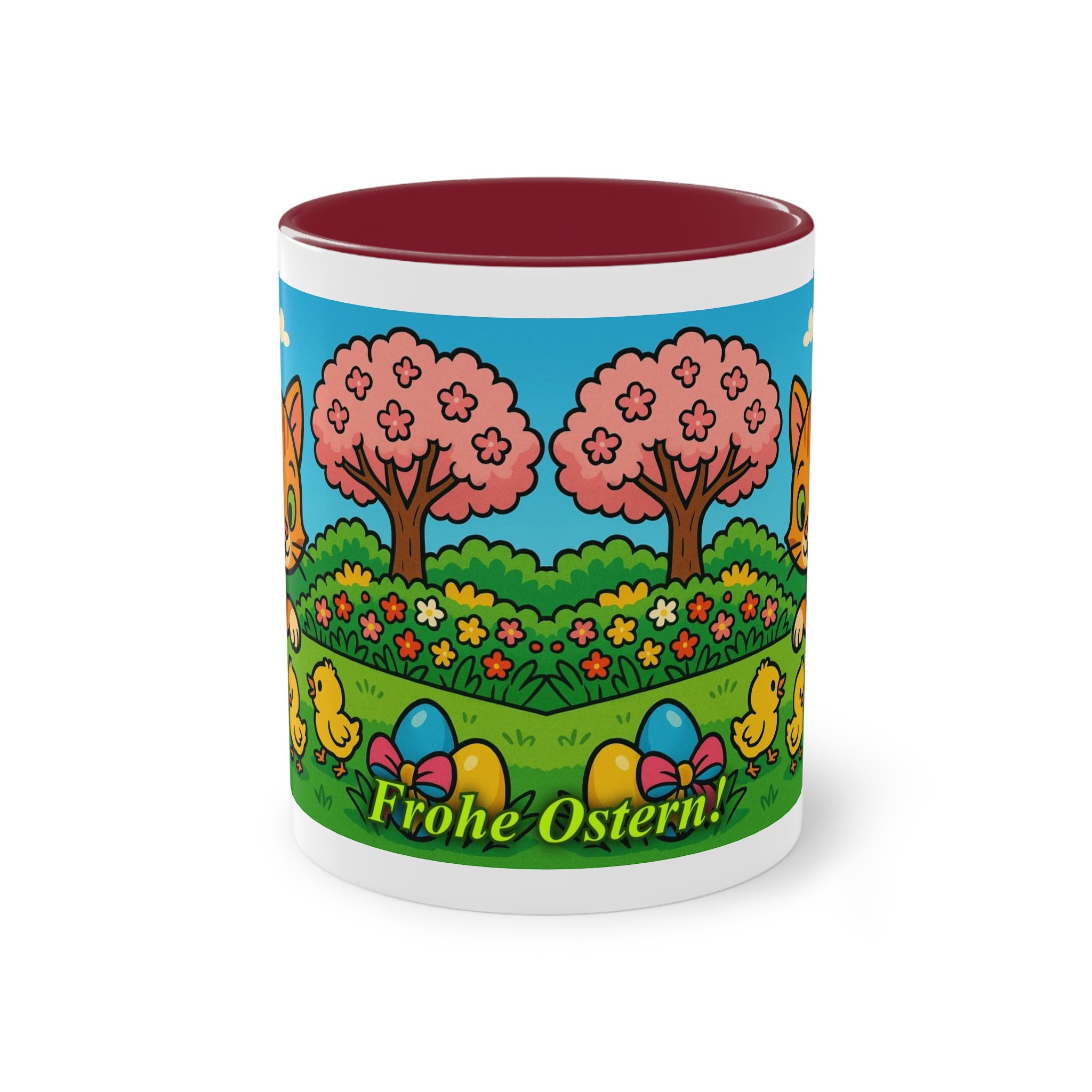 Mug – “Cat &amp; Chicks”, Easter/Spring, 325 ml