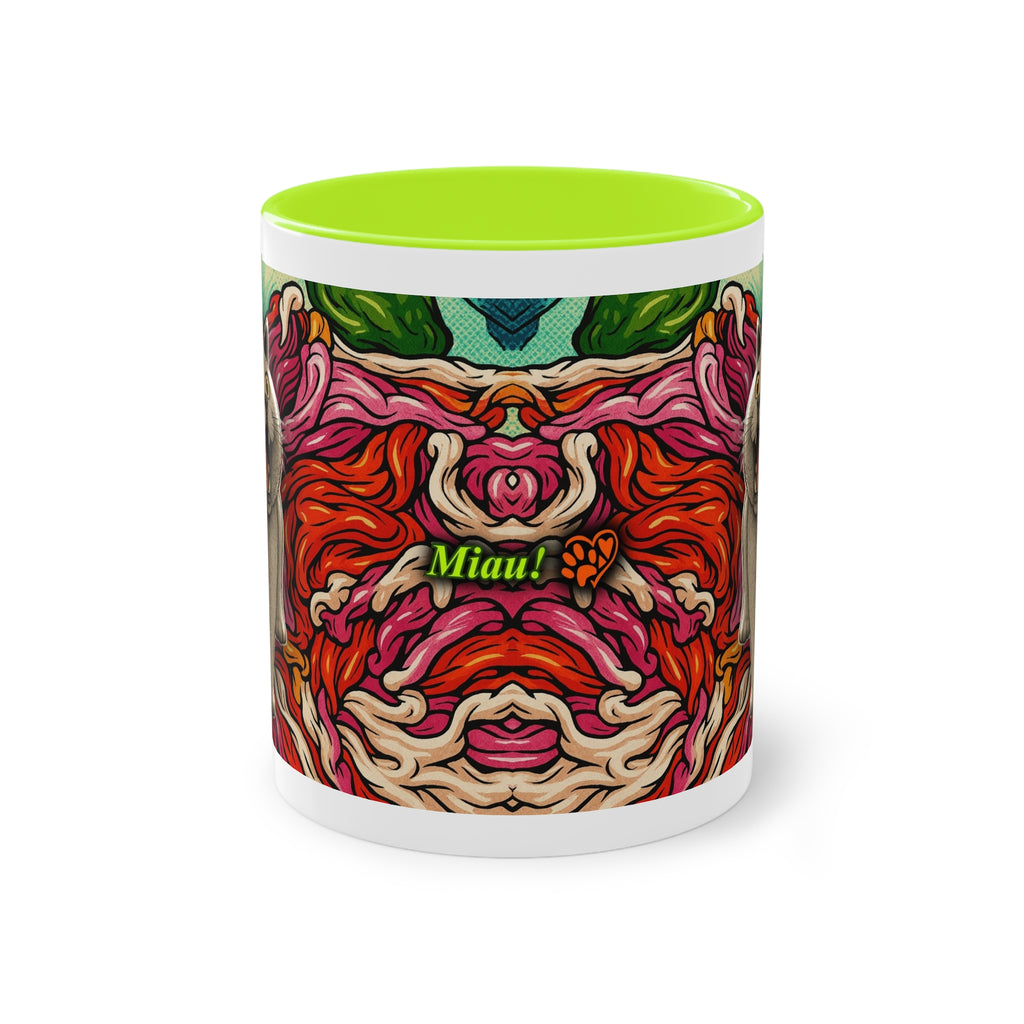 Mug – Cat BKH/BSH with flower in comic style, 325 ml