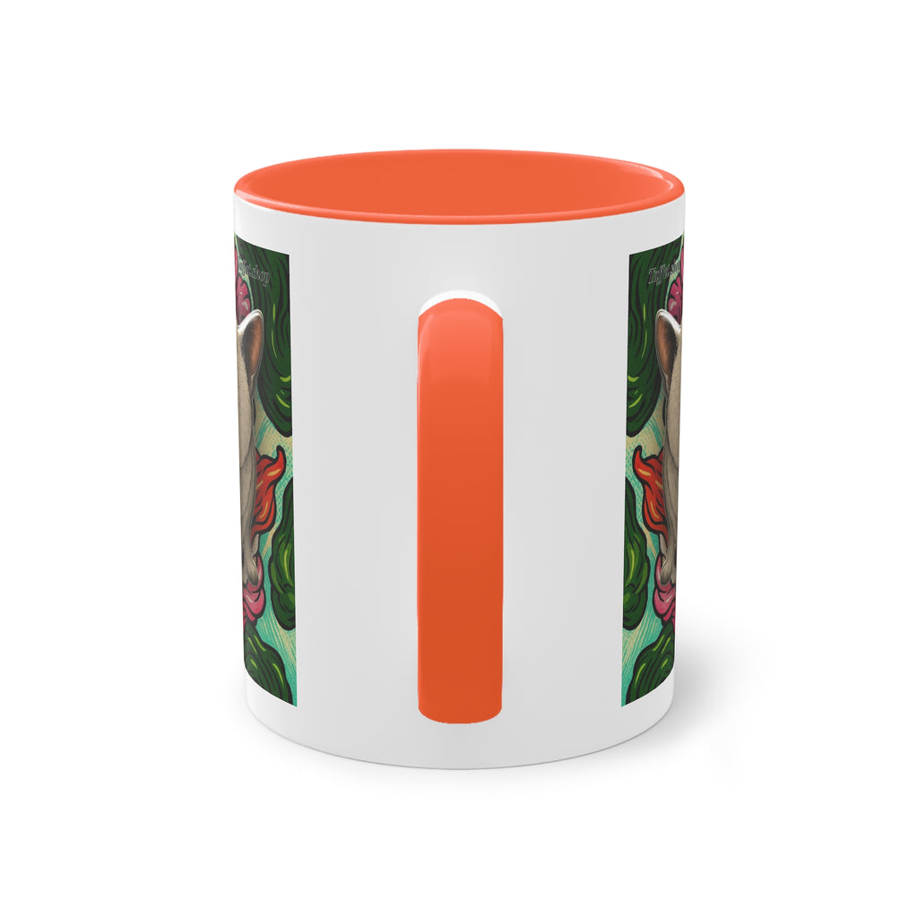 Mug – Cat BKH/BSH with flower in comic style, 325 ml
