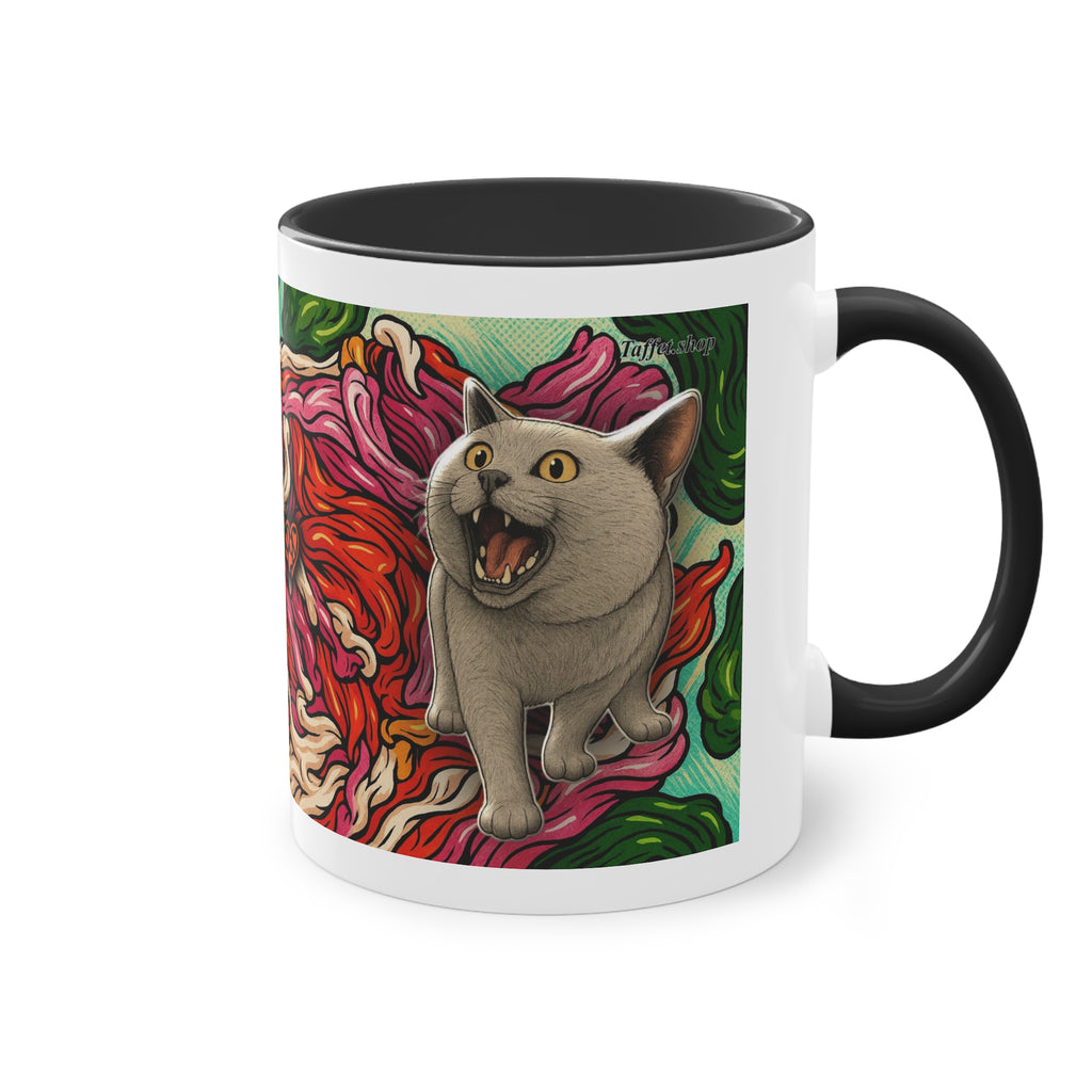 Mug – Cat BKH/BSH with flower in comic style, 325 ml