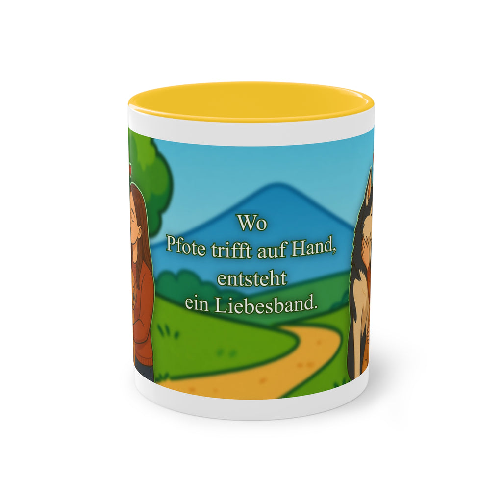 Mug – “Dog and Cat Love with Wife” in comic style, 325 ml